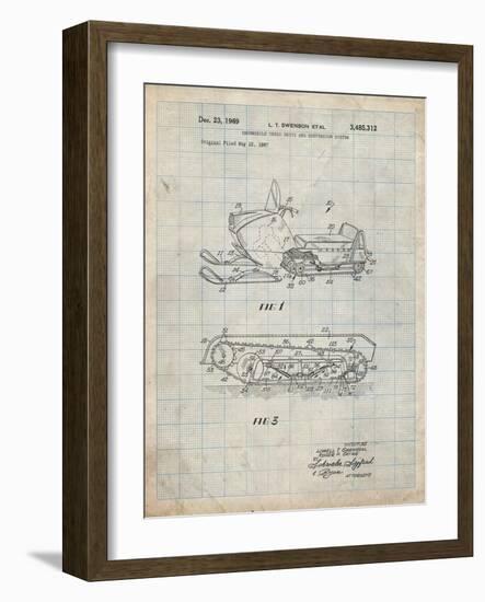 PP1046-Antique Grid Parchment Snow Mobile Patent Poster-Cole Borders-Framed Giclee Print