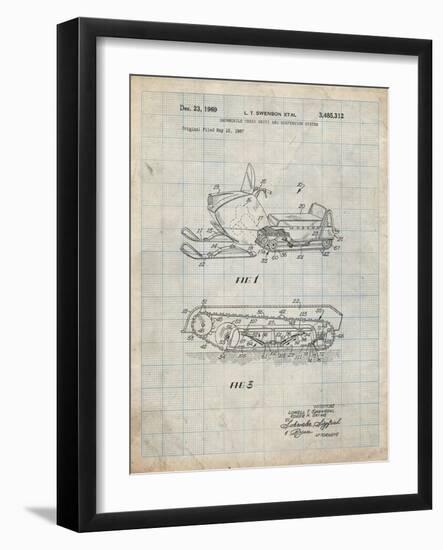 PP1046-Antique Grid Parchment Snow Mobile Patent Poster-Cole Borders-Framed Giclee Print