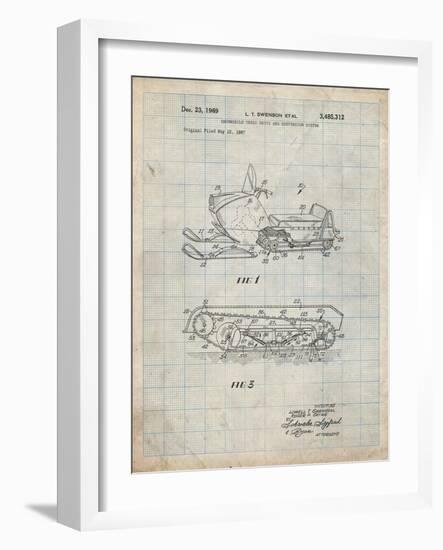 PP1046-Antique Grid Parchment Snow Mobile Patent Poster-Cole Borders-Framed Giclee Print