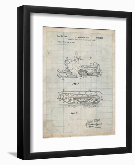 PP1046-Antique Grid Parchment Snow Mobile Patent Poster-Cole Borders-Framed Giclee Print