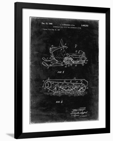 PP1046-Black Grunge Snow Mobile Patent Poster-Cole Borders-Framed Giclee Print