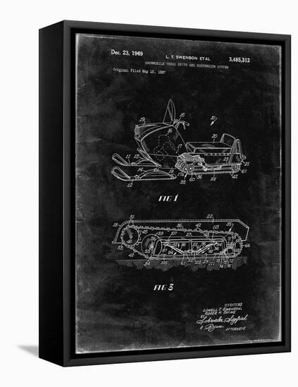 PP1046-Black Grunge Snow Mobile Patent Poster-Cole Borders-Framed Stretched Canvas