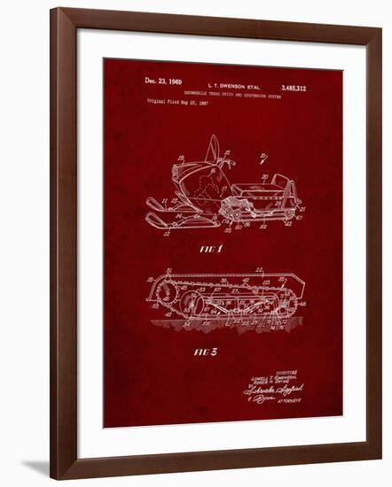 PP1046-Burgundy Snow Mobile Patent Poster-Cole Borders-Framed Giclee Print