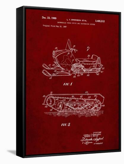 PP1046-Burgundy Snow Mobile Patent Poster-Cole Borders-Framed Stretched Canvas