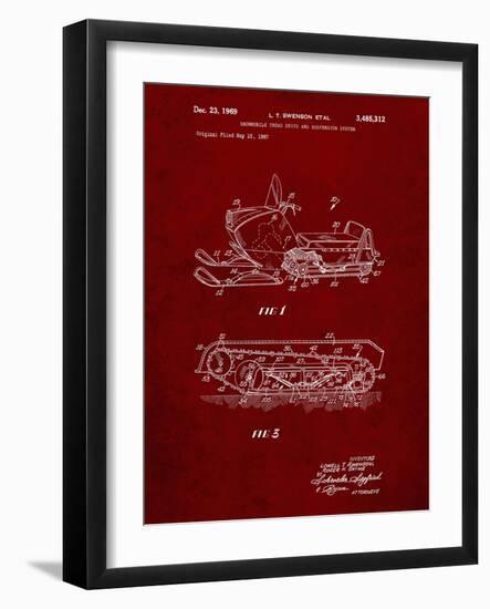 PP1046-Burgundy Snow Mobile Patent Poster-Cole Borders-Framed Giclee Print