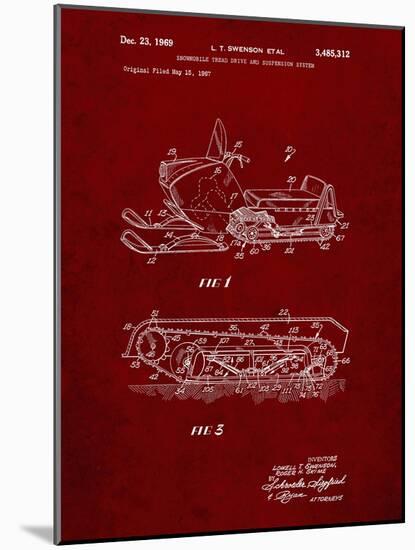 PP1046-Burgundy Snow Mobile Patent Poster-Cole Borders-Mounted Giclee Print