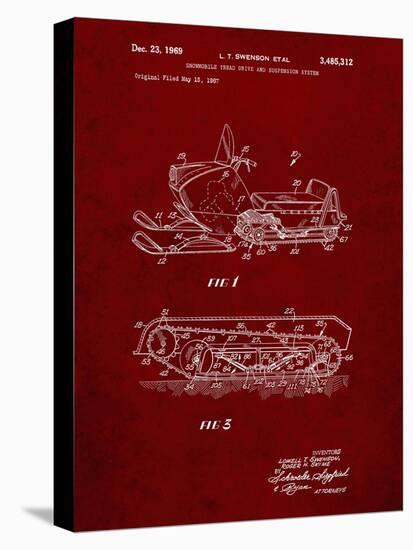 PP1046-Burgundy Snow Mobile Patent Poster-Cole Borders-Stretched Canvas