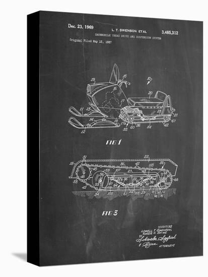 PP1046-Chalkboard Snow Mobile Patent Poster-Cole Borders-Stretched Canvas