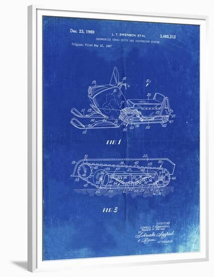 PP1046-Faded Blueprint Snow Mobile Patent Poster-Cole Borders-Framed Premium Giclee Print