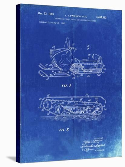 PP1046-Faded Blueprint Snow Mobile Patent Poster-Cole Borders-Stretched Canvas