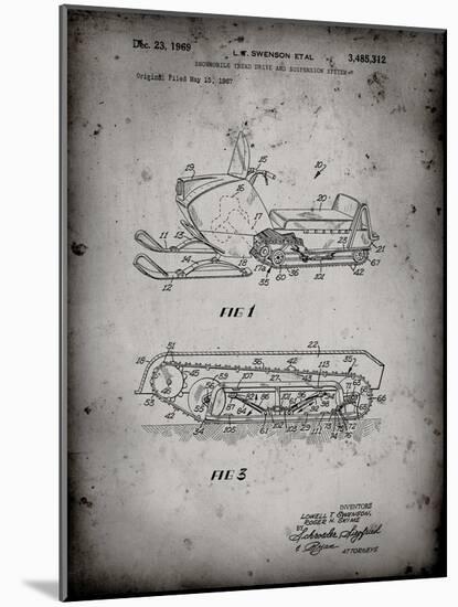 PP1046-Faded Grey Snow Mobile Patent Poster-Cole Borders-Mounted Giclee Print