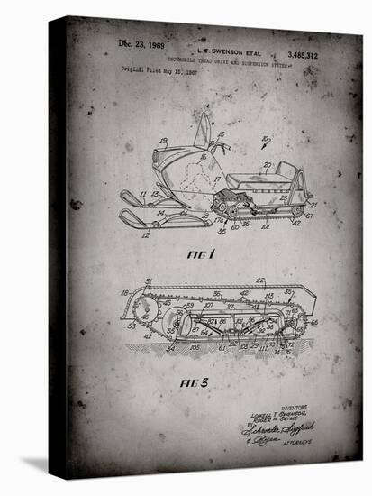 PP1046-Faded Grey Snow Mobile Patent Poster-Cole Borders-Stretched Canvas