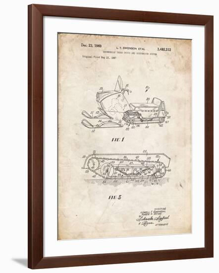 PP1046-Vintage Parchment Snow Mobile Patent Poster-Cole Borders-Framed Giclee Print