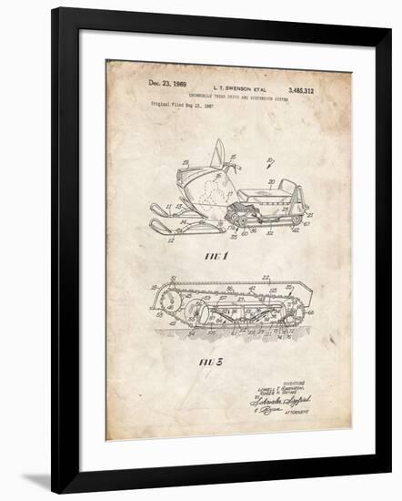 PP1046-Vintage Parchment Snow Mobile Patent Poster-Cole Borders-Framed Giclee Print