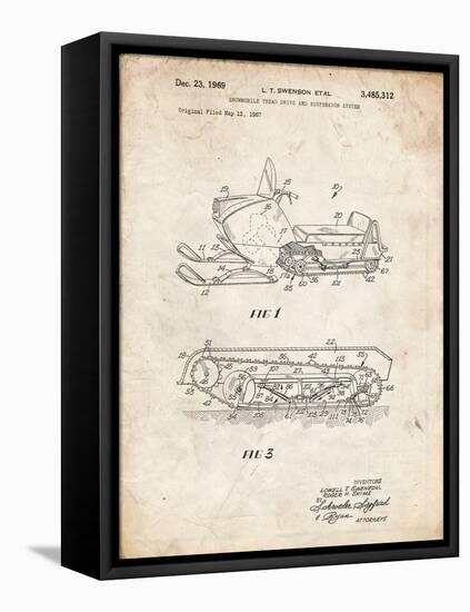 PP1046-Vintage Parchment Snow Mobile Patent Poster-Cole Borders-Framed Stretched Canvas