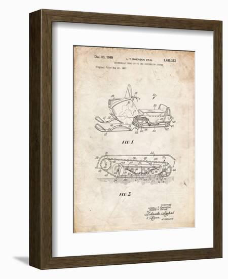 PP1046-Vintage Parchment Snow Mobile Patent Poster-Cole Borders-Framed Giclee Print