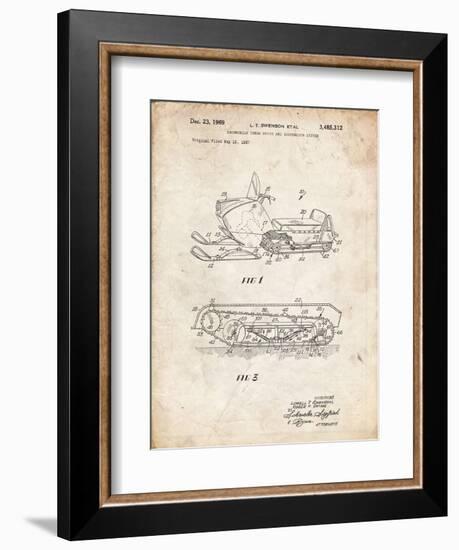 PP1046-Vintage Parchment Snow Mobile Patent Poster-Cole Borders-Framed Giclee Print