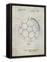 PP1047-Antique Grid Parchment Soccer Ball Layers Patent Poster-Cole Borders-Framed Stretched Canvas