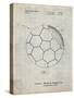 PP1047-Antique Grid Parchment Soccer Ball Layers Patent Poster-Cole Borders-Stretched Canvas