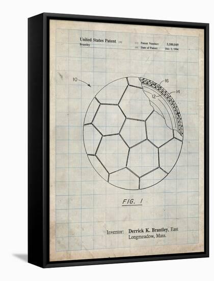 PP1047-Antique Grid Parchment Soccer Ball Layers Patent Poster-Cole Borders-Framed Stretched Canvas