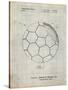 PP1047-Antique Grid Parchment Soccer Ball Layers Patent Poster-Cole Borders-Stretched Canvas