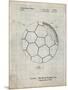 PP1047-Antique Grid Parchment Soccer Ball Layers Patent Poster-Cole Borders-Mounted Giclee Print
