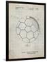 PP1047-Antique Grid Parchment Soccer Ball Layers Patent Poster-Cole Borders-Framed Giclee Print