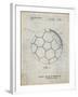 PP1047-Antique Grid Parchment Soccer Ball Layers Patent Poster-Cole Borders-Framed Giclee Print