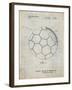 PP1047-Antique Grid Parchment Soccer Ball Layers Patent Poster-Cole Borders-Framed Giclee Print