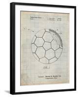 PP1047-Antique Grid Parchment Soccer Ball Layers Patent Poster-Cole Borders-Framed Giclee Print