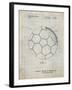 PP1047-Antique Grid Parchment Soccer Ball Layers Patent Poster-Cole Borders-Framed Giclee Print