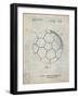 PP1047-Antique Grid Parchment Soccer Ball Layers Patent Poster-Cole Borders-Framed Giclee Print