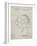 PP1047-Antique Grid Parchment Soccer Ball Layers Patent Poster-Cole Borders-Framed Giclee Print