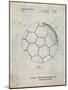 PP1047-Antique Grid Parchment Soccer Ball Layers Patent Poster-Cole Borders-Mounted Giclee Print
