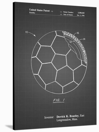 PP1047-Black Grid Soccer Ball Layers Patent Poster-Cole Borders-Stretched Canvas