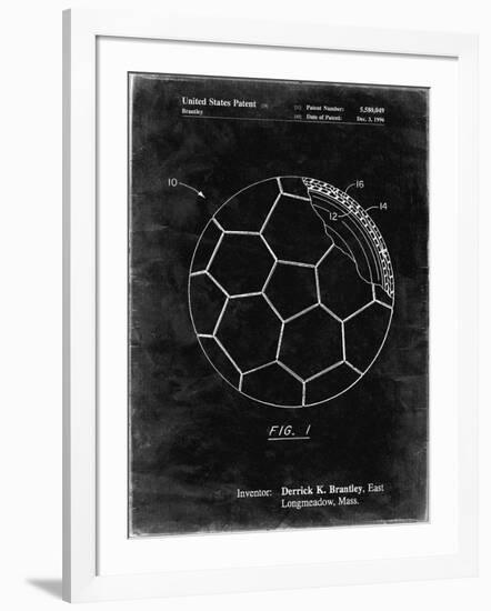 PP1047-Black Grunge Soccer Ball Layers Patent Poster-Cole Borders-Framed Giclee Print