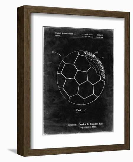 PP1047-Black Grunge Soccer Ball Layers Patent Poster-Cole Borders-Framed Giclee Print