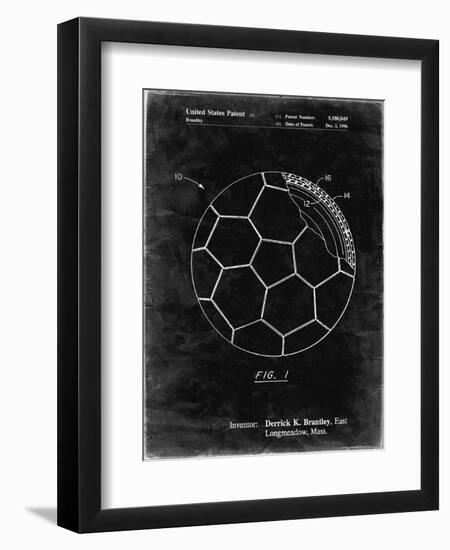 PP1047-Black Grunge Soccer Ball Layers Patent Poster-Cole Borders-Framed Giclee Print