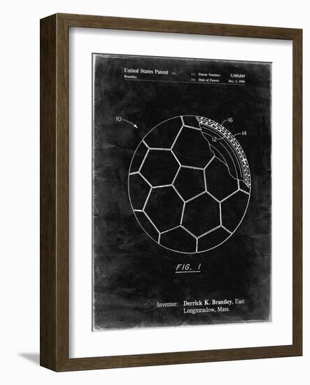 PP1047-Black Grunge Soccer Ball Layers Patent Poster-Cole Borders-Framed Giclee Print