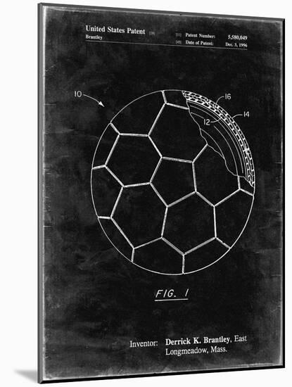 PP1047-Black Grunge Soccer Ball Layers Patent Poster-Cole Borders-Mounted Giclee Print