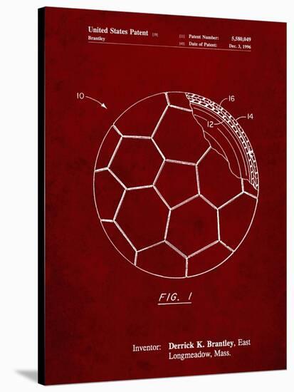 PP1047-Burgundy Soccer Ball Layers Patent Poster-Cole Borders-Stretched Canvas