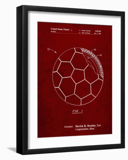 PP1047-Burgundy Soccer Ball Layers Patent Poster-Cole Borders-Framed Giclee Print