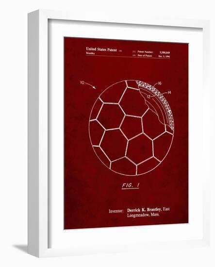 PP1047-Burgundy Soccer Ball Layers Patent Poster-Cole Borders-Framed Giclee Print