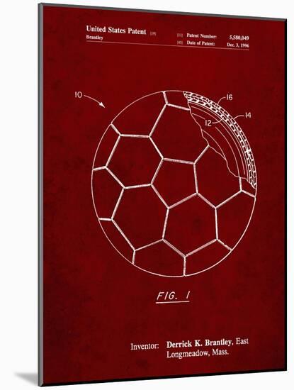 PP1047-Burgundy Soccer Ball Layers Patent Poster-Cole Borders-Mounted Giclee Print