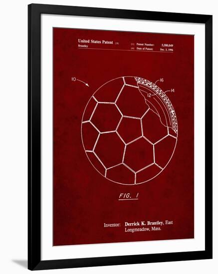 PP1047-Burgundy Soccer Ball Layers Patent Poster-Cole Borders-Framed Giclee Print