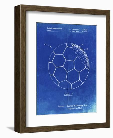 PP1047-Faded Blueprint Soccer Ball Layers Patent Poster-Cole Borders-Framed Giclee Print