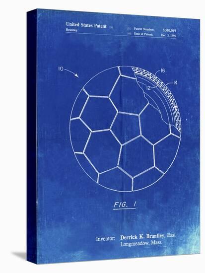 PP1047-Faded Blueprint Soccer Ball Layers Patent Poster-Cole Borders-Stretched Canvas