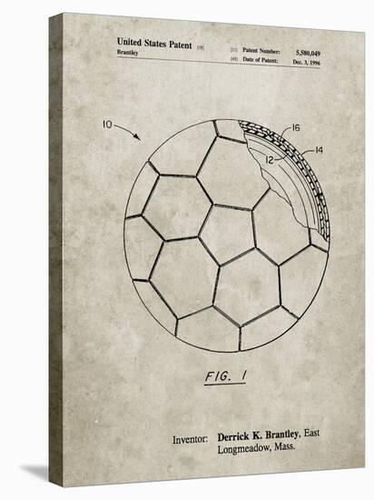 PP1047-Sandstone Soccer Ball Layers Patent Poster-Cole Borders-Stretched Canvas