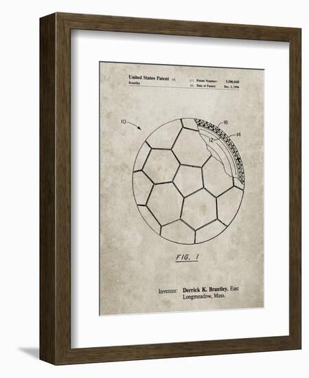 PP1047-Sandstone Soccer Ball Layers Patent Poster-Cole Borders-Framed Giclee Print