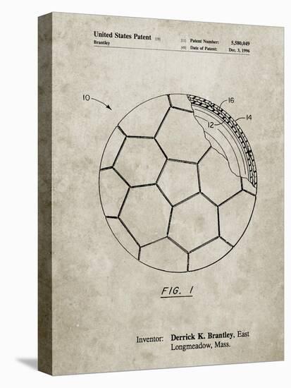 PP1047-Sandstone Soccer Ball Layers Patent Poster-Cole Borders-Stretched Canvas